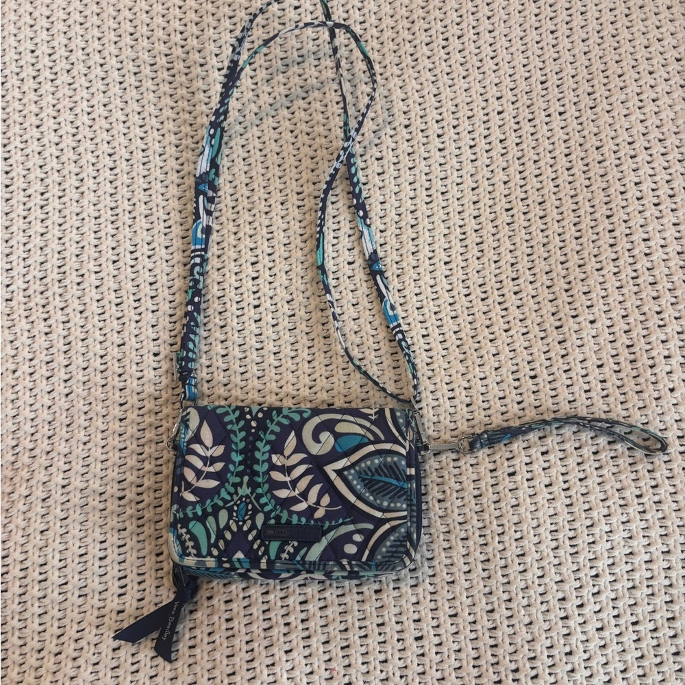 Vera Bradley Teal and Navy Patterned Crossbody Bag